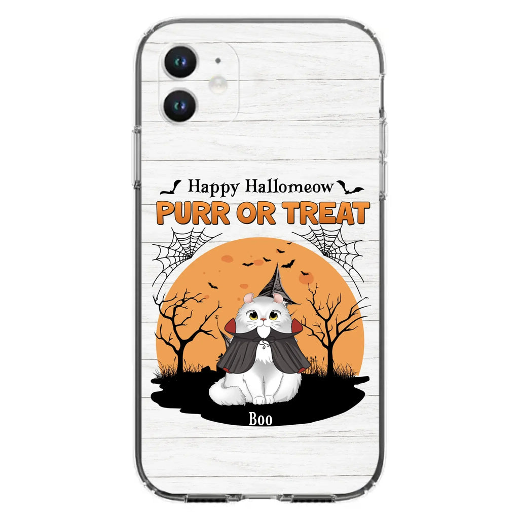 Custom Personalized Meowloween Phone Case - Up to 6 Cats - Halloween Gift Idea for Cat Lovers - Happy Hallomeow - Case for iPhone/Samsung