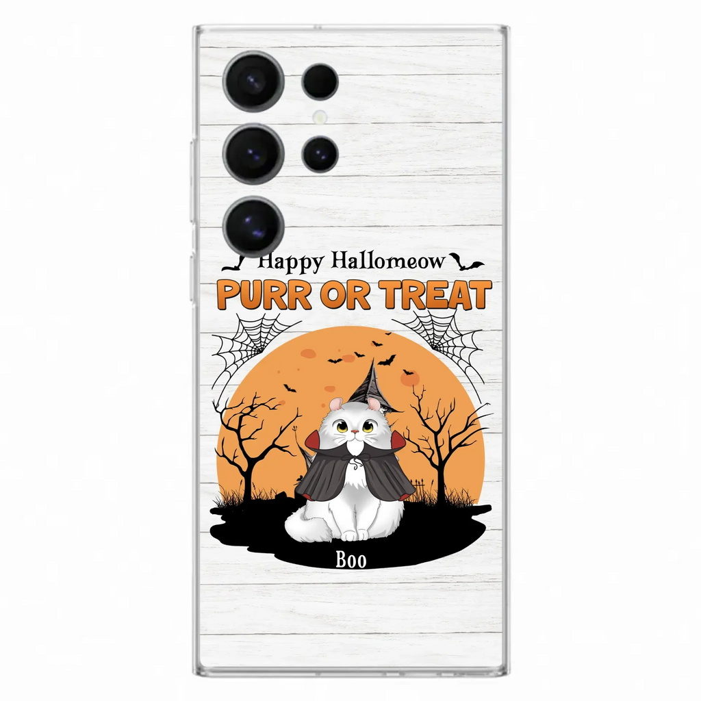 Custom Personalized Meowloween Phone Case - Up to 6 Cats - Halloween Gift Idea for Cat Lovers - Happy Hallomeow - Case for iPhone/Samsung