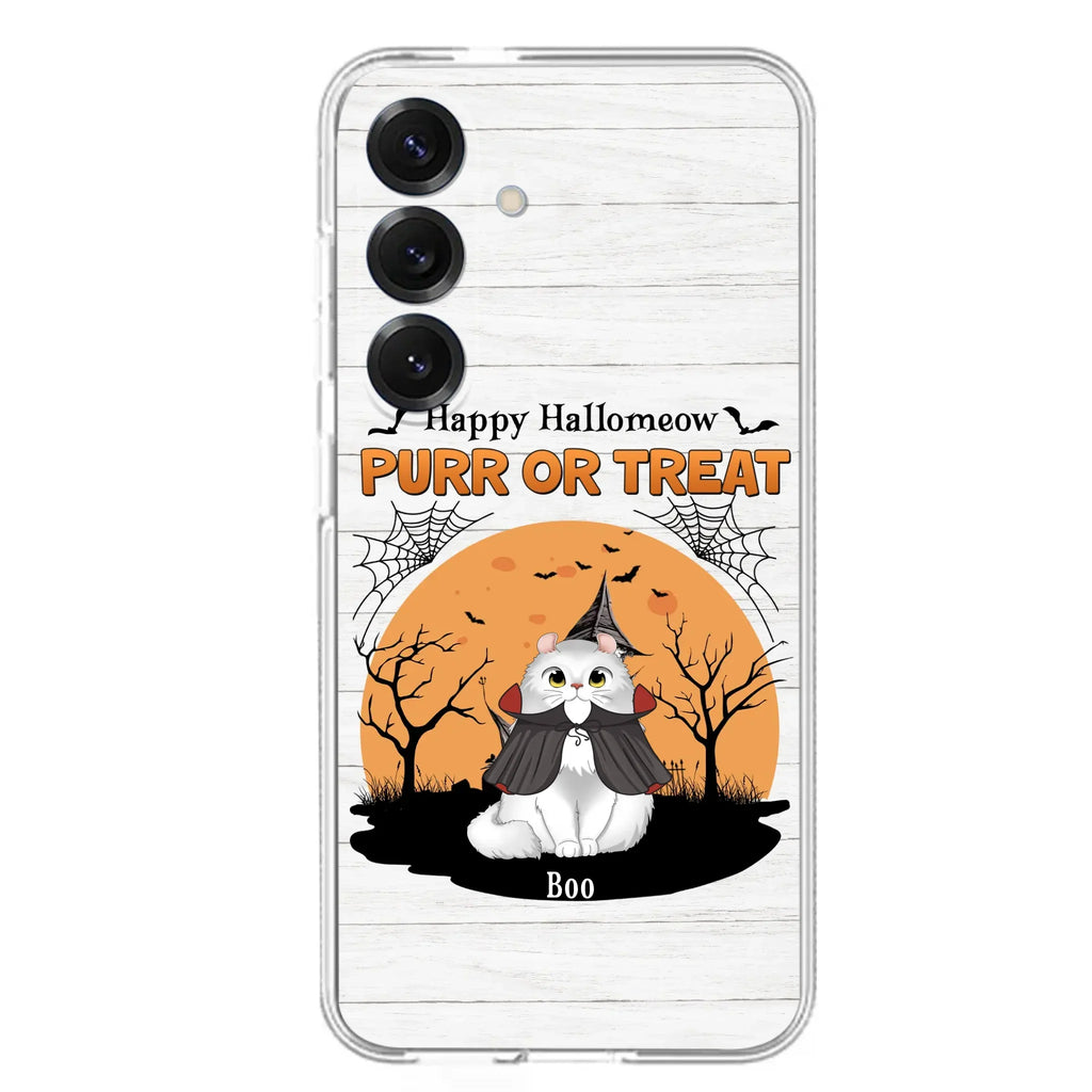 Custom Personalized Meowloween Phone Case - Up to 6 Cats - Halloween Gift Idea for Cat Lovers - Happy Hallomeow - Case for iPhone/Samsung
