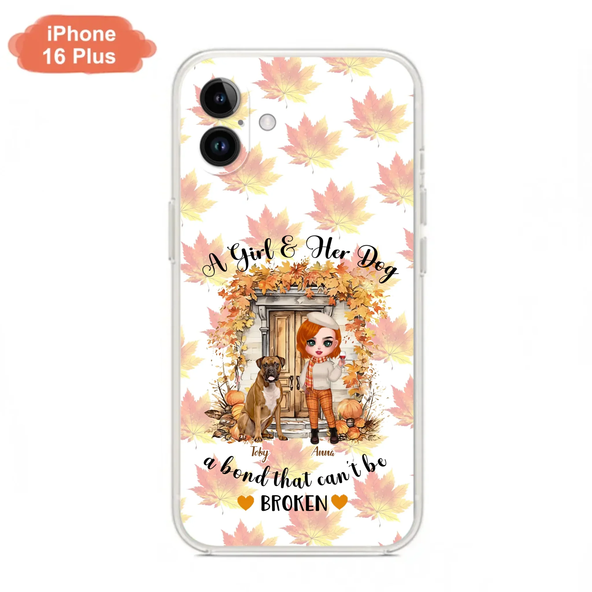 Custom Personalized Fall And Dogs Phone Case - Gift Idea for Dog Lovers - Upto 6 Dogs - A Girl & Her Dogs A Bond That Can't Be Broken - Case For iPhone And Samsung
