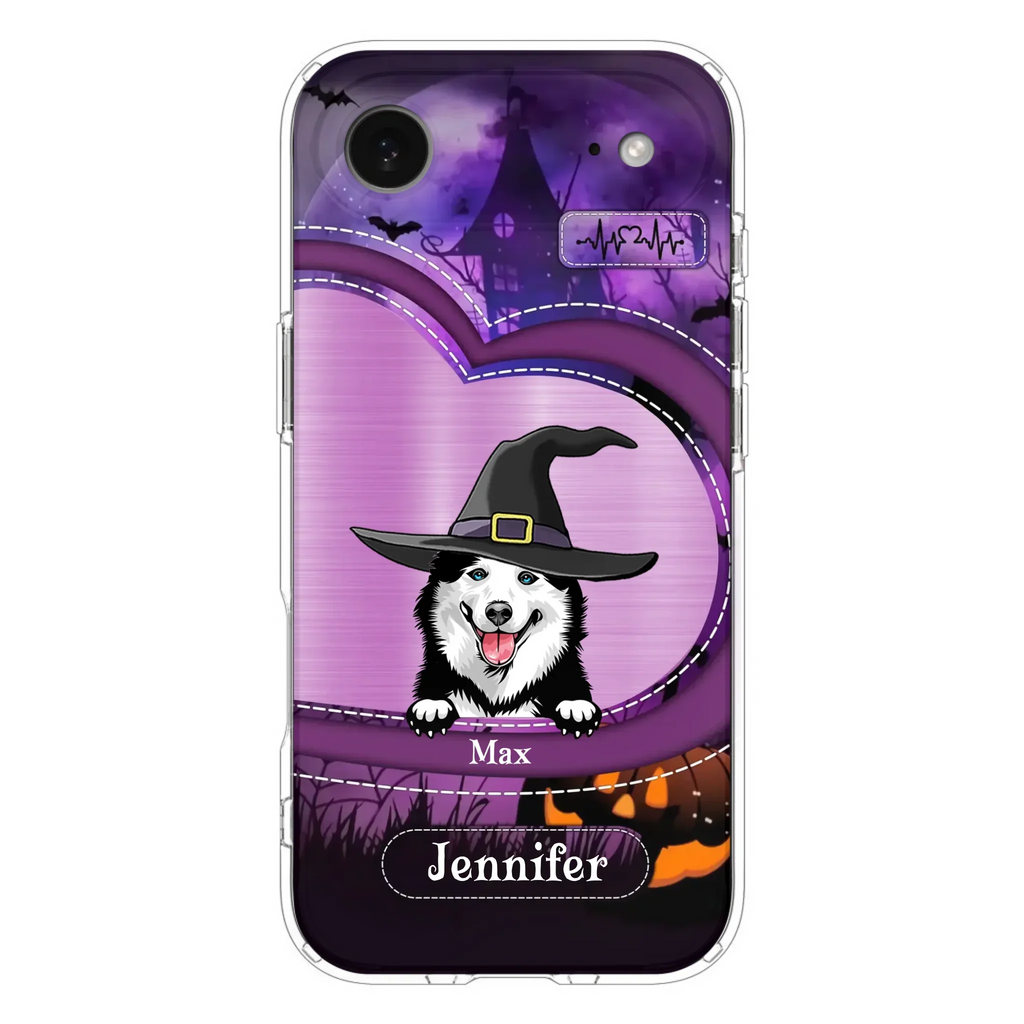 Custom Personalized Dog Halloween Phone Case - Gift Idea For Dog Lover/ Halloween - Upto 3 Dogs -  Case For iPhone/Samsung