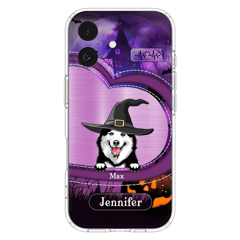Custom Personalized Dog Halloween Phone Case - Gift Idea For Dog Lover/ Halloween - Upto 3 Dogs -  Case For iPhone/Samsung