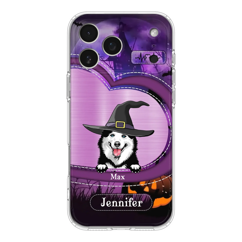 Custom Personalized Dog Halloween Phone Case - Gift Idea For Dog Lover/ Halloween - Upto 3 Dogs -  Case For iPhone/Samsung