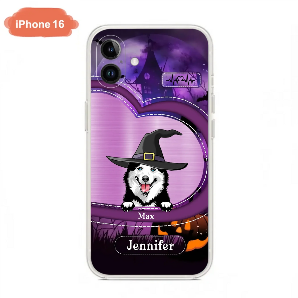 Custom Personalized Dog Halloween Phone Case - Gift Idea For Dog Lover/ Halloween - Upto 3 Dogs -  Case For iPhone/Samsung