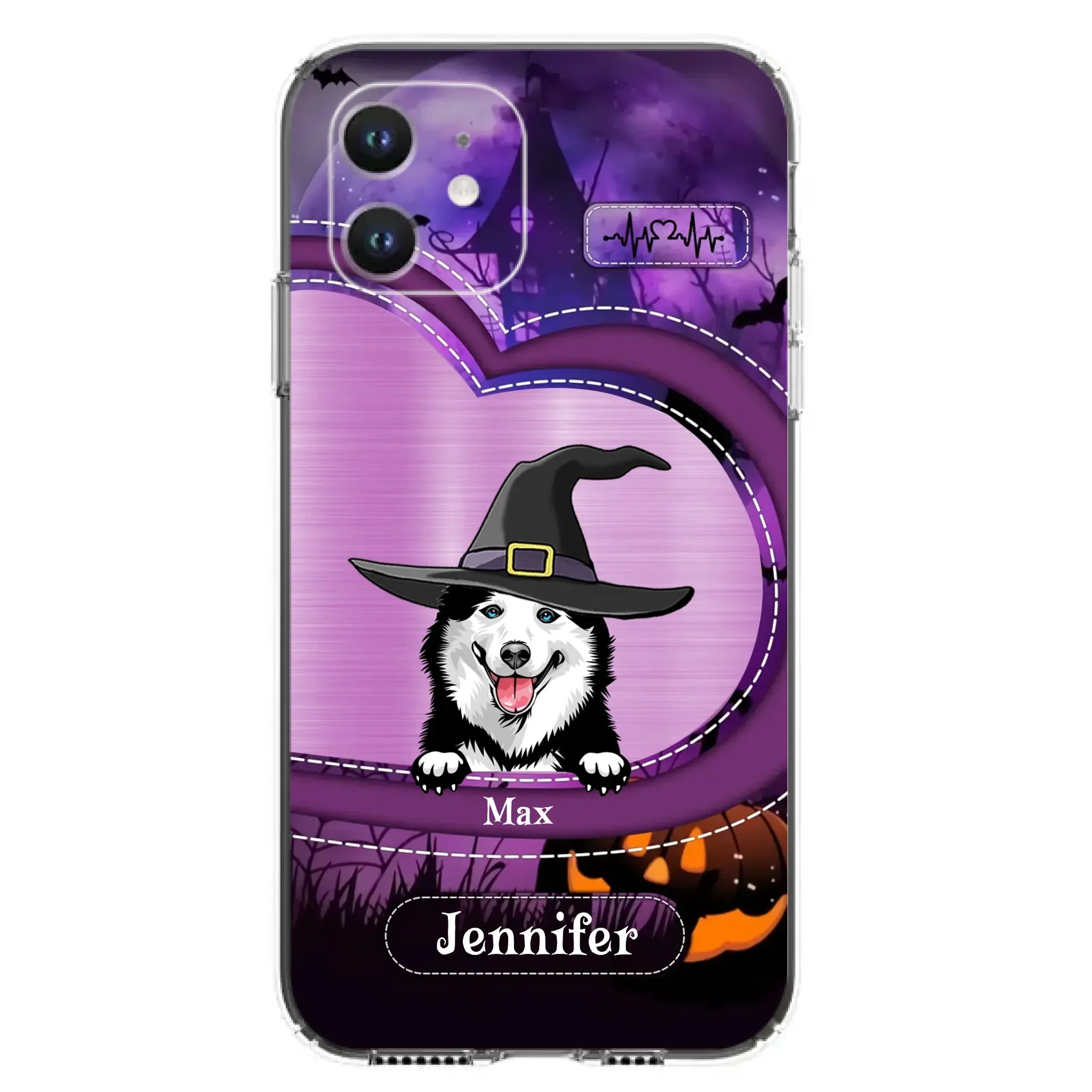 Custom Personalized Dog Halloween Phone Case - Gift Idea For Dog Lover/ Halloween - Upto 3 Dogs -  Case For iPhone/Samsung