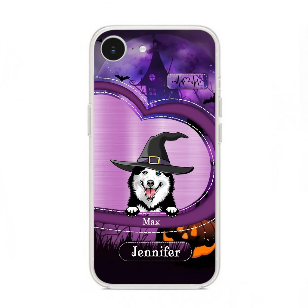 Custom Personalized Dog Halloween Phone Case - Gift Idea For Dog Lover/ Halloween - Upto 3 Dogs -  Case For iPhone/Samsung