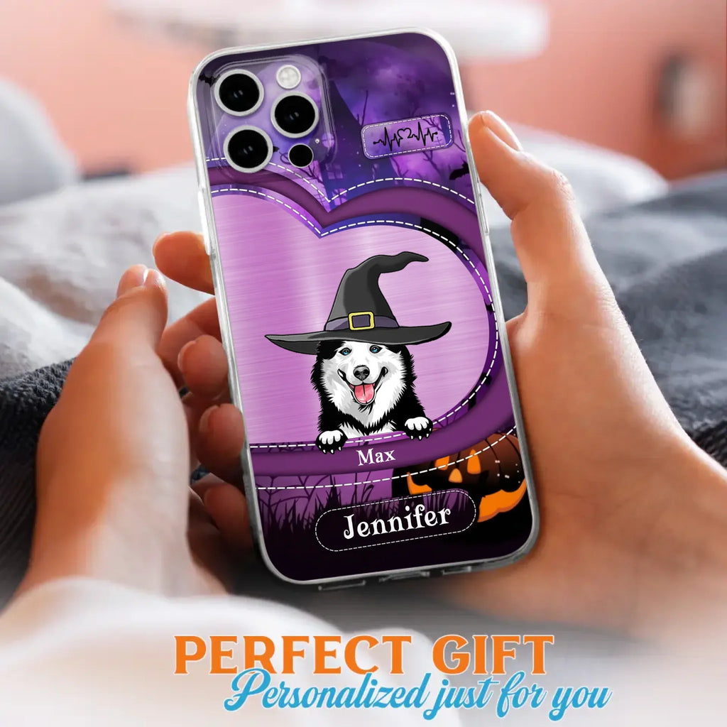 Custom Personalized Dog Halloween Phone Case - Gift Idea For Dog Lover/ Halloween - Upto 3 Dogs -  Case For iPhone/Samsung