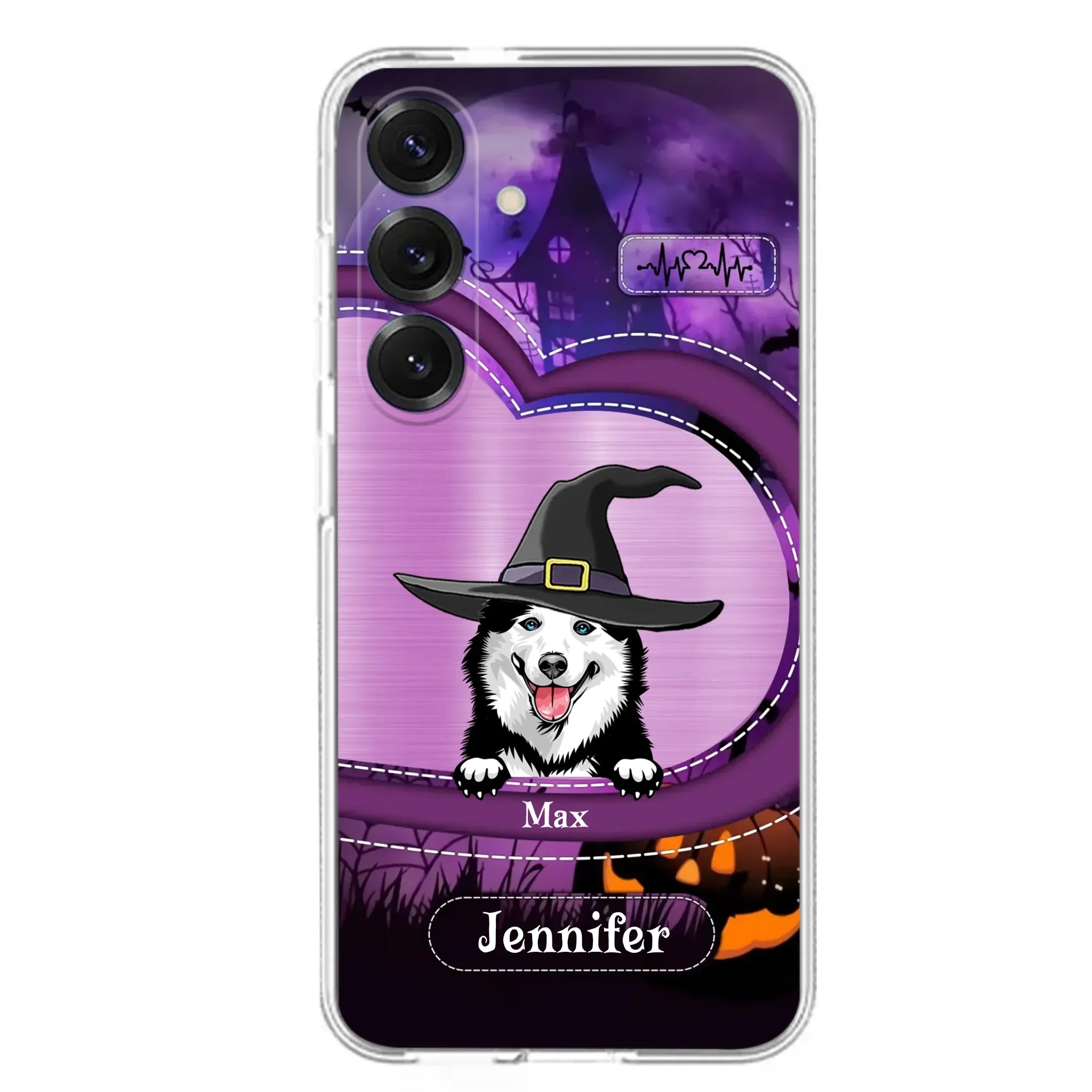 Custom Personalized Dog Halloween Phone Case - Gift Idea For Dog Lover/ Halloween - Upto 3 Dogs -  Case For iPhone/Samsung