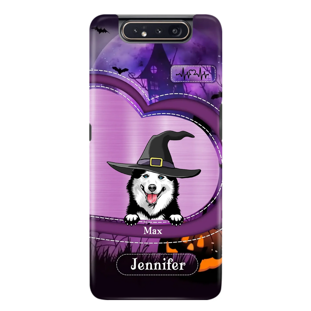 Custom Personalized Dog Halloween Phone Case - Gift Idea For Dog Lover/ Halloween - Upto 3 Dogs -  Case For iPhone/Samsung