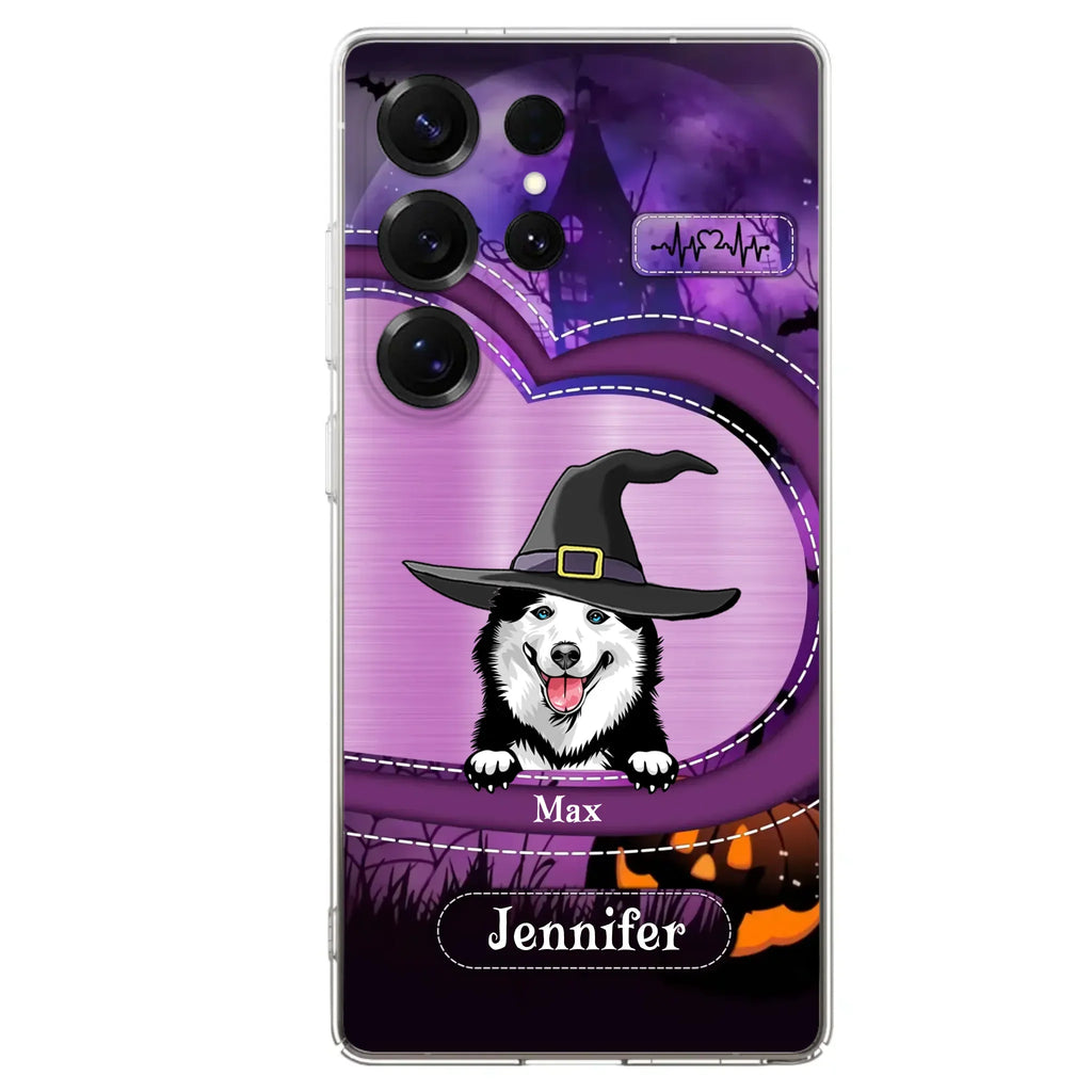 Custom Personalized Dog Halloween Phone Case - Gift Idea For Dog Lover/ Halloween - Upto 3 Dogs -  Case For iPhone/Samsung