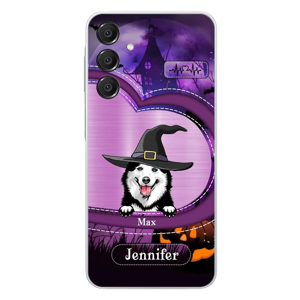 Custom Personalized Dog Halloween Phone Case - Gift Idea For Dog Lover/ Halloween - Upto 3 Dogs -  Case For iPhone/Samsung