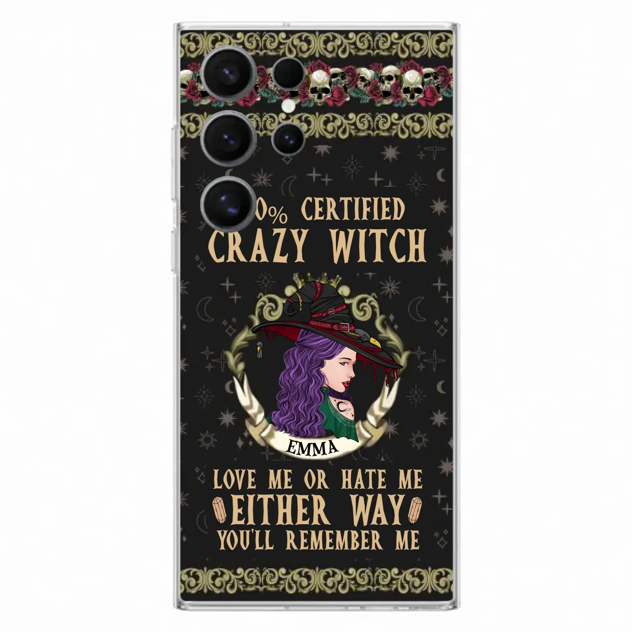 Personalized Witch Phone Case - Gift Idea For Halloween/ Witch - 100% Certified Crazy Witch Love Me Or Hate Me Either Way You'll Remember Me - Case For iPhone/Samsung