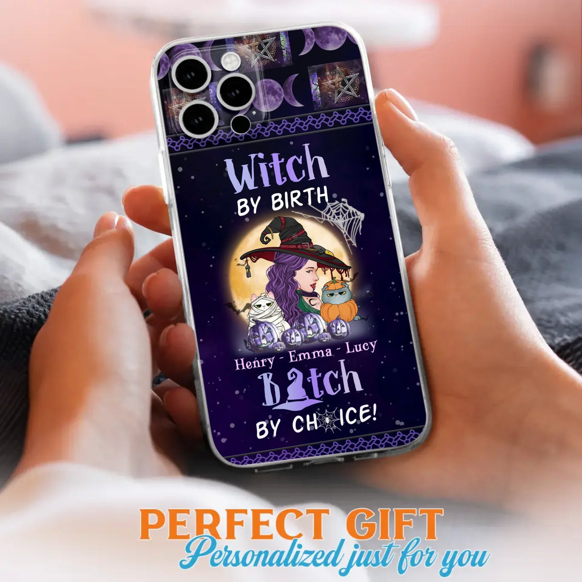 Personalized Witch Mom Phone Case - Gift Idea For Halloween/Witch/Pet Lovers - Witch By Birth Bitch By Choice - Case For iPhone/Samsung