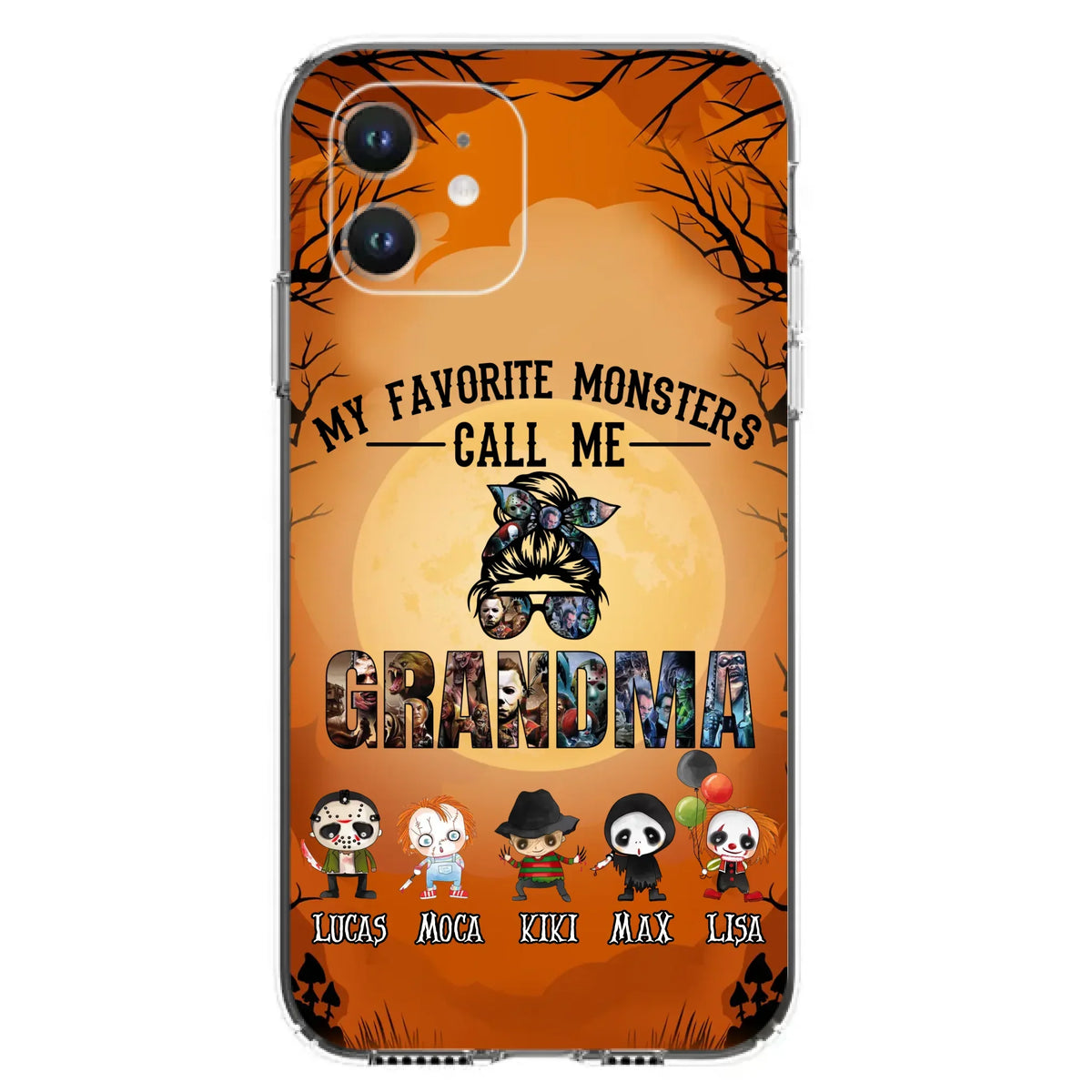 Personalized Halloween Phone Case - Halloween Gift Idea for Halloween - Upto 5 Characters - My Favorite Monsters Call Me Grandma - Case For iPhone/Samsung