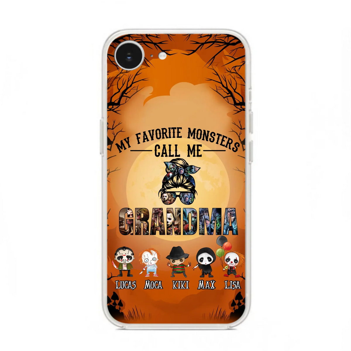 Personalized Halloween Phone Case - Halloween Gift Idea for Halloween - Upto 5 Characters - My Favorite Monsters Call Me Grandma - Case For iPhone/Samsung
