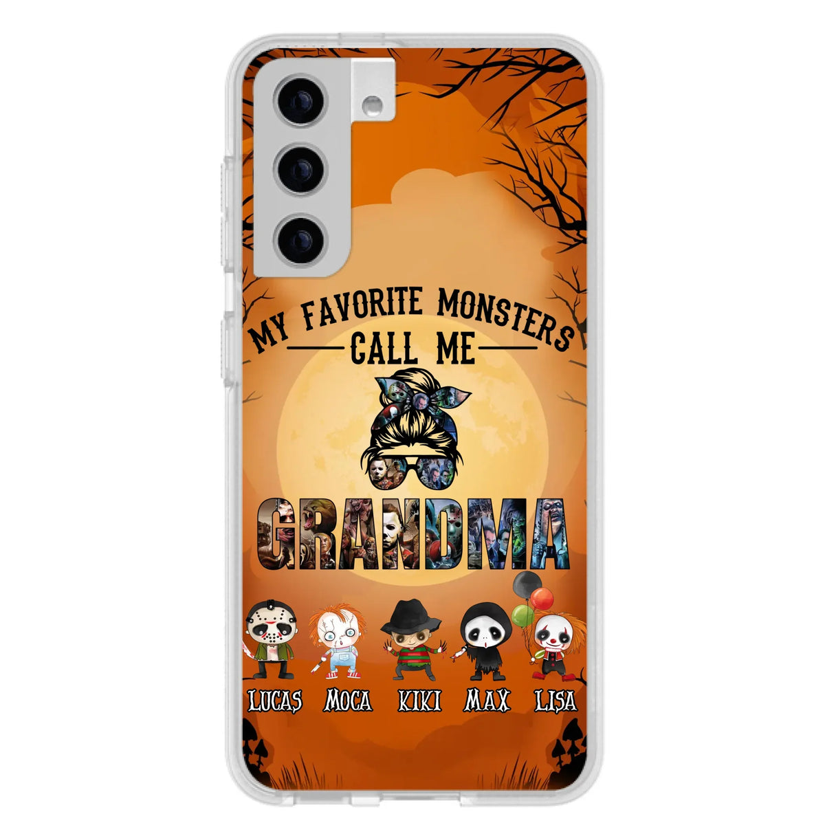 Personalized Halloween Phone Case - Halloween Gift Idea for Halloween - Upto 5 Characters - My Favorite Monsters Call Me Grandma - Case For iPhone/Samsung