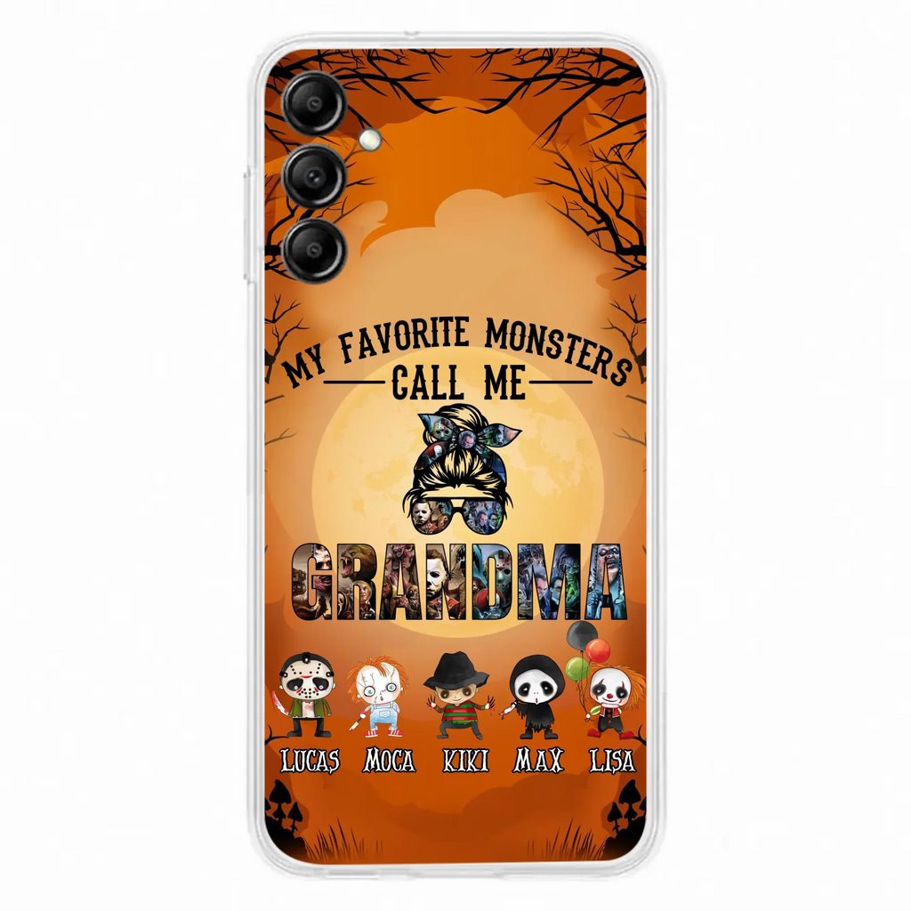Personalized Halloween Phone Case - Halloween Gift Idea for Halloween - Upto 5 Characters - My Favorite Monsters Call Me Grandma - Case For iPhone/Samsung