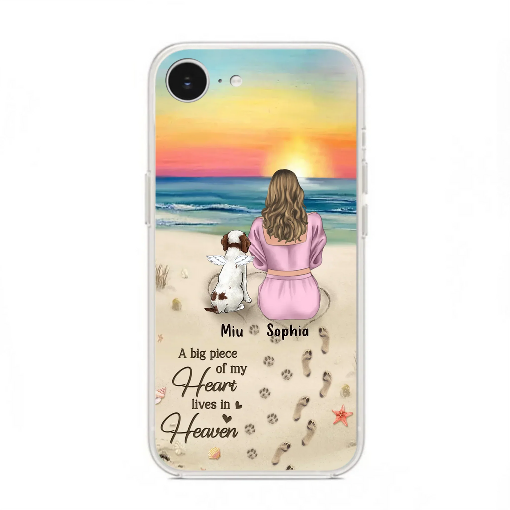 Custom Personalized Memorial Dog Mom Phone Case - Upto 3 Dogs - Memorial Gift Idea for Dog Owners - A Big Piece Of My Heart Lives In Heaven - Case for iPhone/Samsung