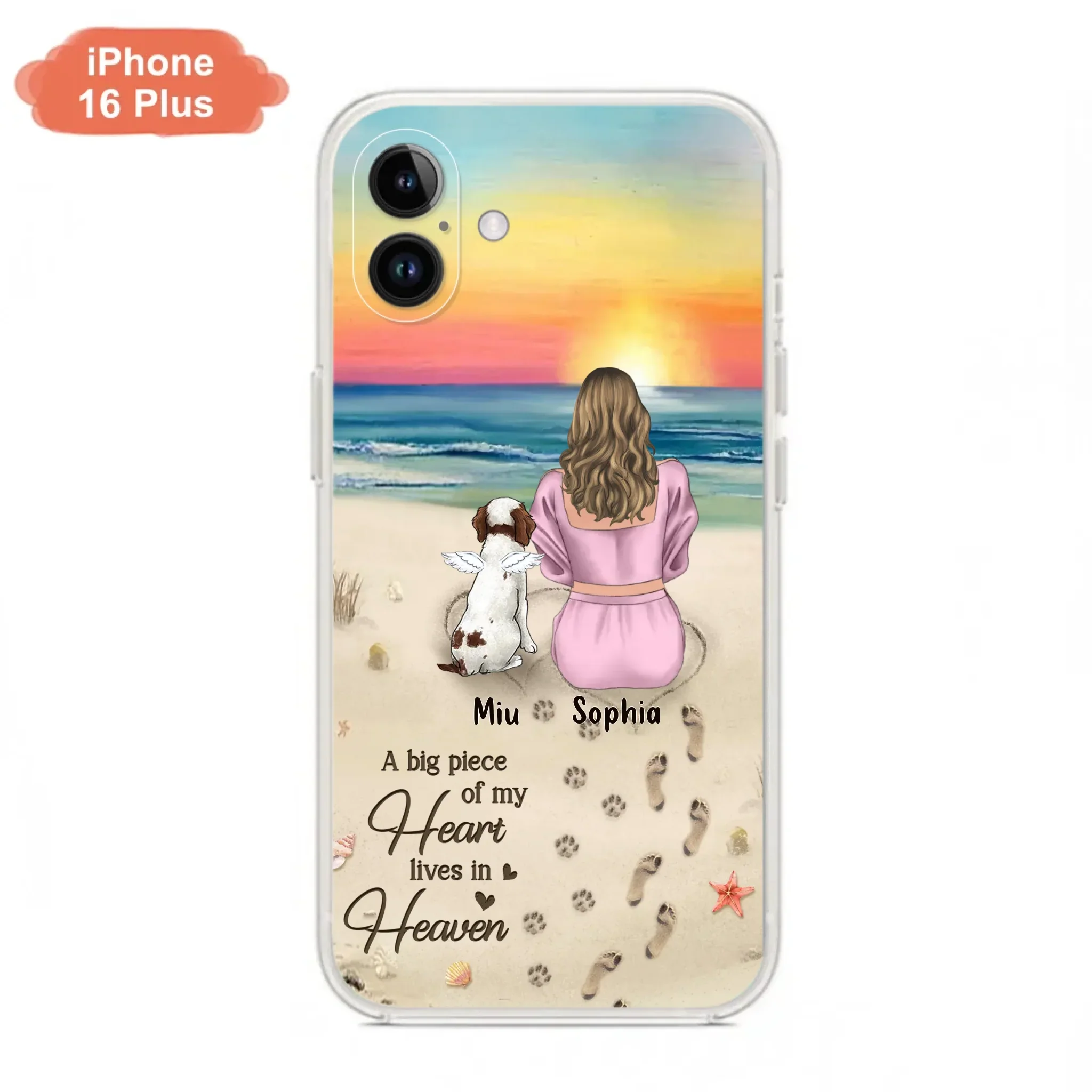 Custom Personalized Memorial Dog Mom Phone Case - Upto 3 Dogs - Memorial Gift Idea for Dog Owners - A Big Piece Of My Heart Lives In Heaven - Case for iPhone/Samsung