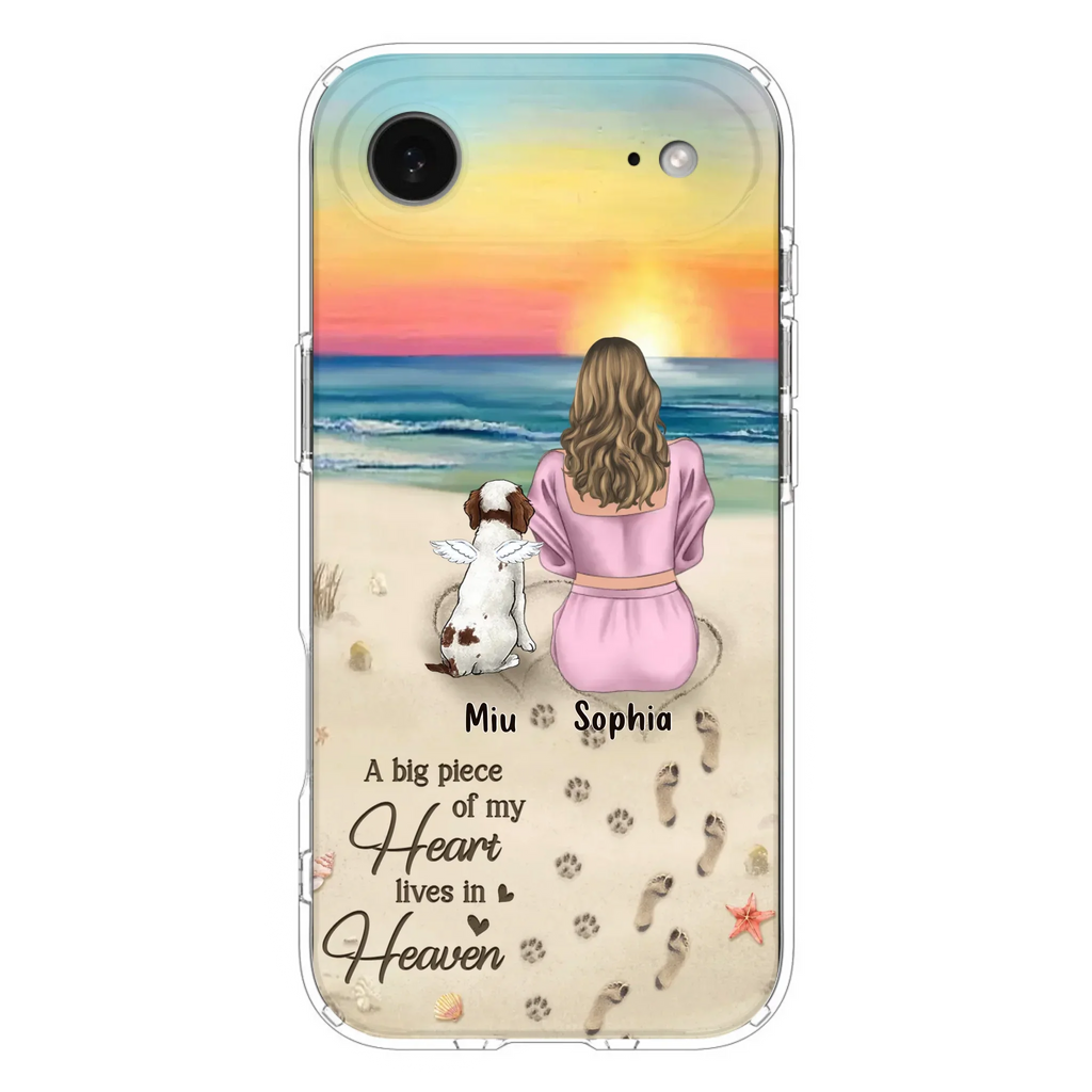 Custom Personalized Memorial Dog Mom Phone Case - Upto 3 Dogs - Memorial Gift Idea for Dog Owners - A Big Piece Of My Heart Lives In Heaven - Case for iPhone/Samsung