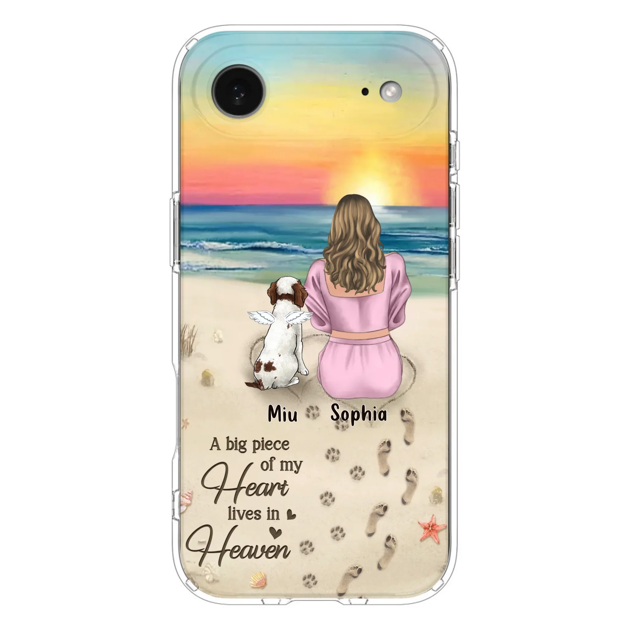 Custom Personalized Memorial Dog Mom Phone Case - Upto 3 Dogs - Memorial Gift Idea for Dog Owners - A Big Piece Of My Heart Lives In Heaven - Case for iPhone/Samsung