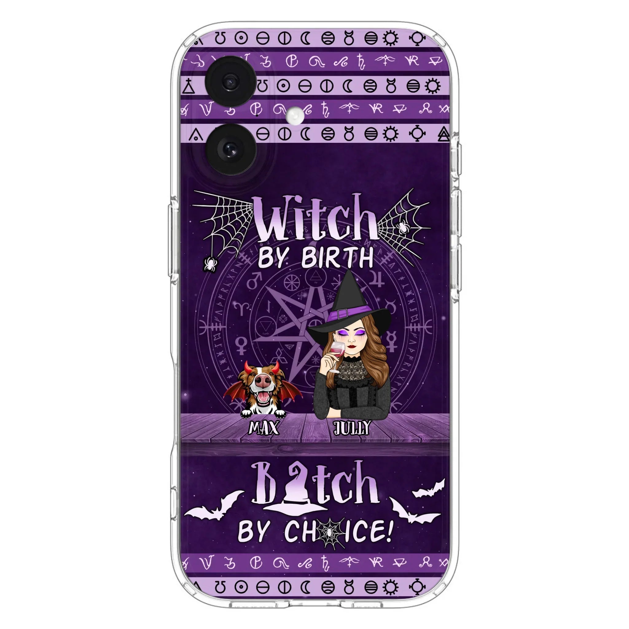Custom Personalized Witch Phone Case - Halloween Gift Idea for Witch Lovers/Pet Lovers - Upto 3 Dogs/Cats - Witch By Birth - Case For iPhone/Samsung