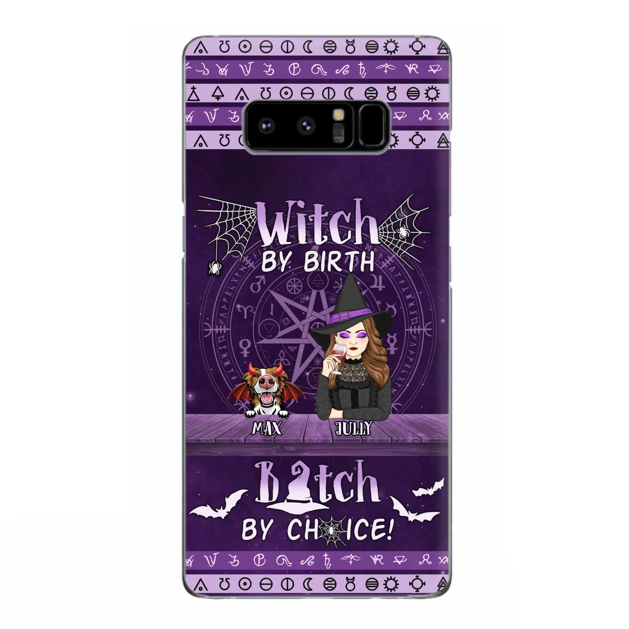 Custom Personalized Witch Phone Case - Halloween Gift Idea for Witch Lovers/Pet Lovers - Upto 3 Dogs/Cats - Witch By Birth - Case For iPhone/Samsung