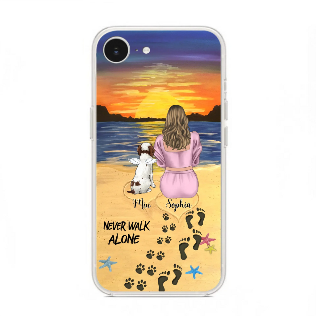 Custom Personalized Memorial Dog Mom Phone Case - Upto 3 Dogs - Memorial Gift Idea for Dog Owners - Never Walk Alone - Case for iPhone/Samsung