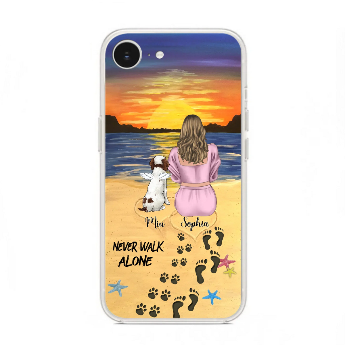 Custom Personalized Memorial Dog Mom Phone Case - Upto 3 Dogs - Memorial Gift Idea for Dog Owners - Never Walk Alone - Case for iPhone/Samsung