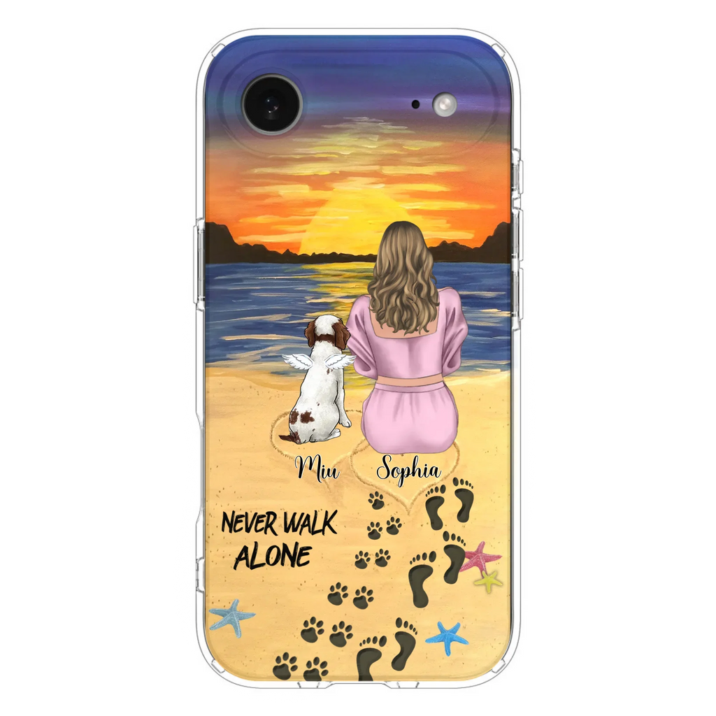 Custom Personalized Memorial Dog Mom Phone Case - Upto 3 Dogs - Memorial Gift Idea for Dog Owners - Never Walk Alone - Case for iPhone/Samsung