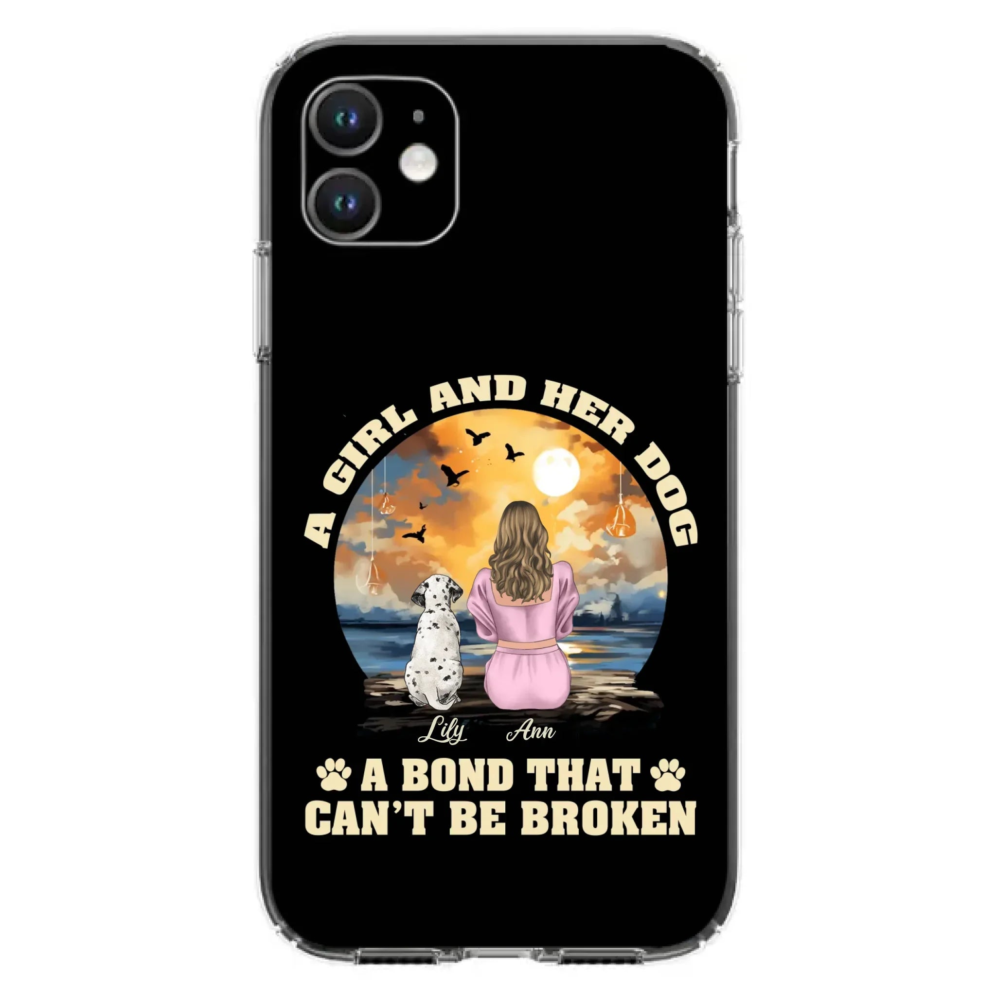 Custom Personalized Dog Mom Phone Case - Upto 4 Dogs - Gift Idea for Dog Owners - Case For iPhone/ Samsung - A Girl And Her Dog A Bond That Can't Be Broken