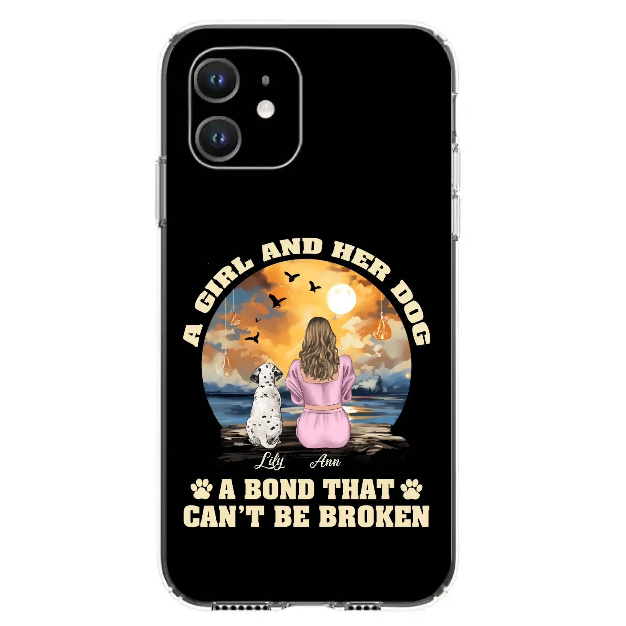 Custom Personalized Dog Mom Phone Case - Upto 4 Dogs - Gift Idea for Dog Owners - Case For iPhone/ Samsung - A Girl And Her Dog A Bond That Can't Be Broken