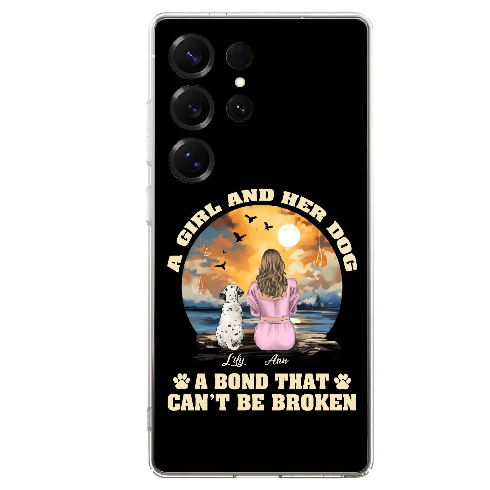 Custom Personalized Dog Mom Phone Case - Upto 4 Dogs - Gift Idea for Dog Owners - Case For iPhone/ Samsung - A Girl And Her Dog A Bond That Can't Be Broken
