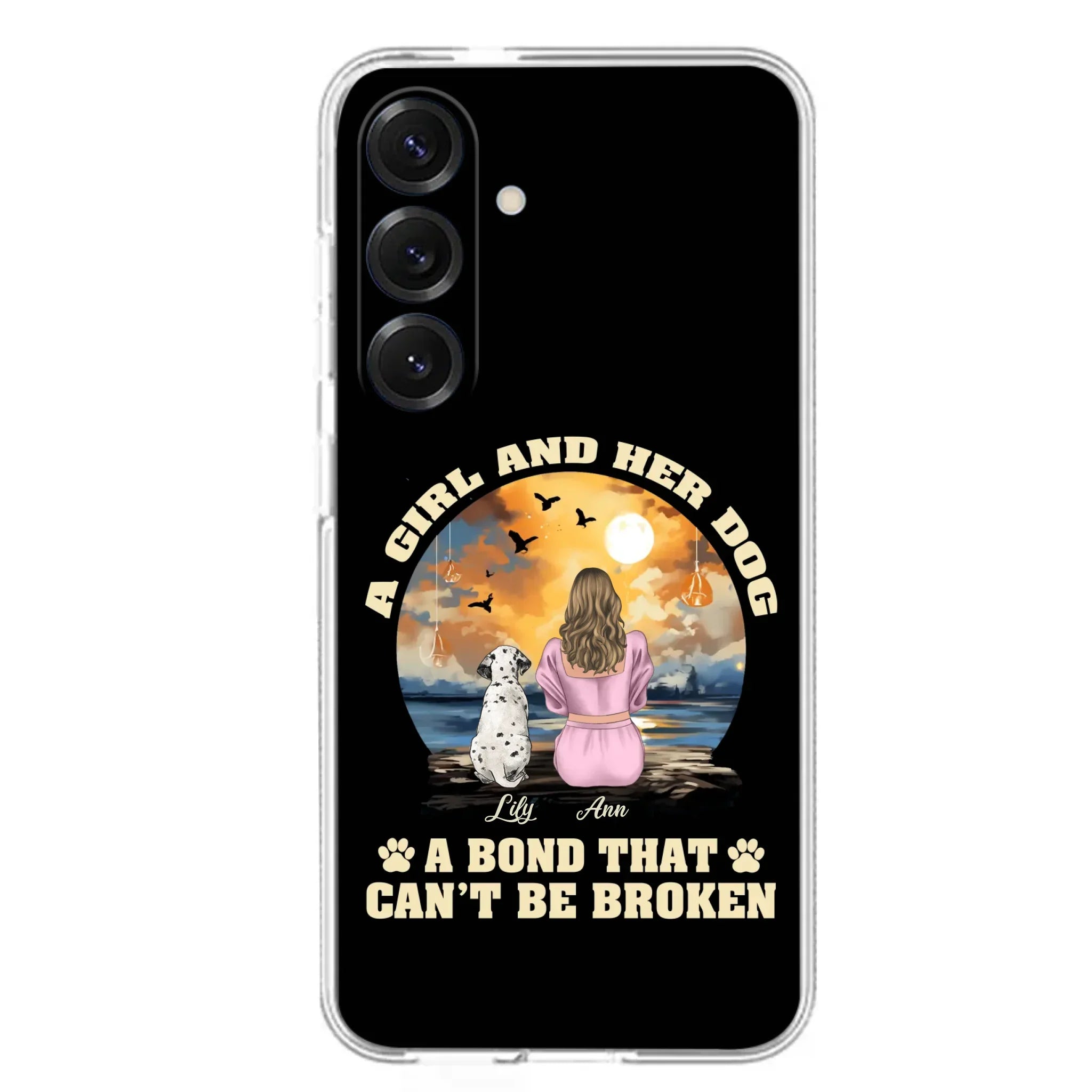 Custom Personalized Dog Mom Phone Case - Upto 4 Dogs - Gift Idea for Dog Owners - Case For iPhone/ Samsung - A Girl And Her Dog A Bond That Can't Be Broken