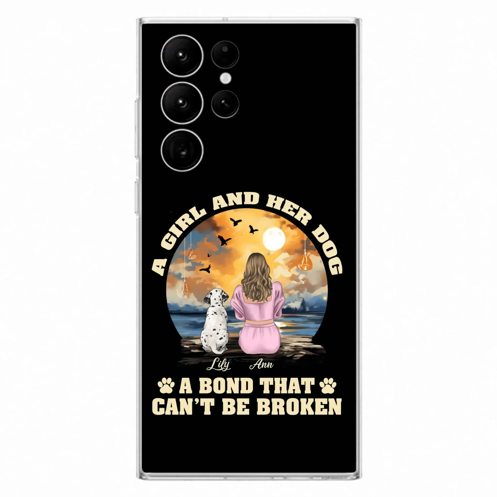 Custom Personalized Dog Mom Phone Case - Upto 4 Dogs - Gift Idea for Dog Owners - Case For iPhone/ Samsung - A Girl And Her Dog A Bond That Can't Be Broken