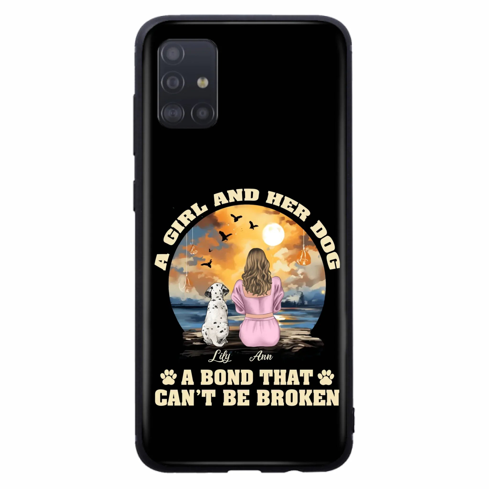Custom Personalized Dog Mom Phone Case - Upto 4 Dogs - Gift Idea for Dog Owners - Case For iPhone/ Samsung - A Girl And Her Dog A Bond That Can't Be Broken