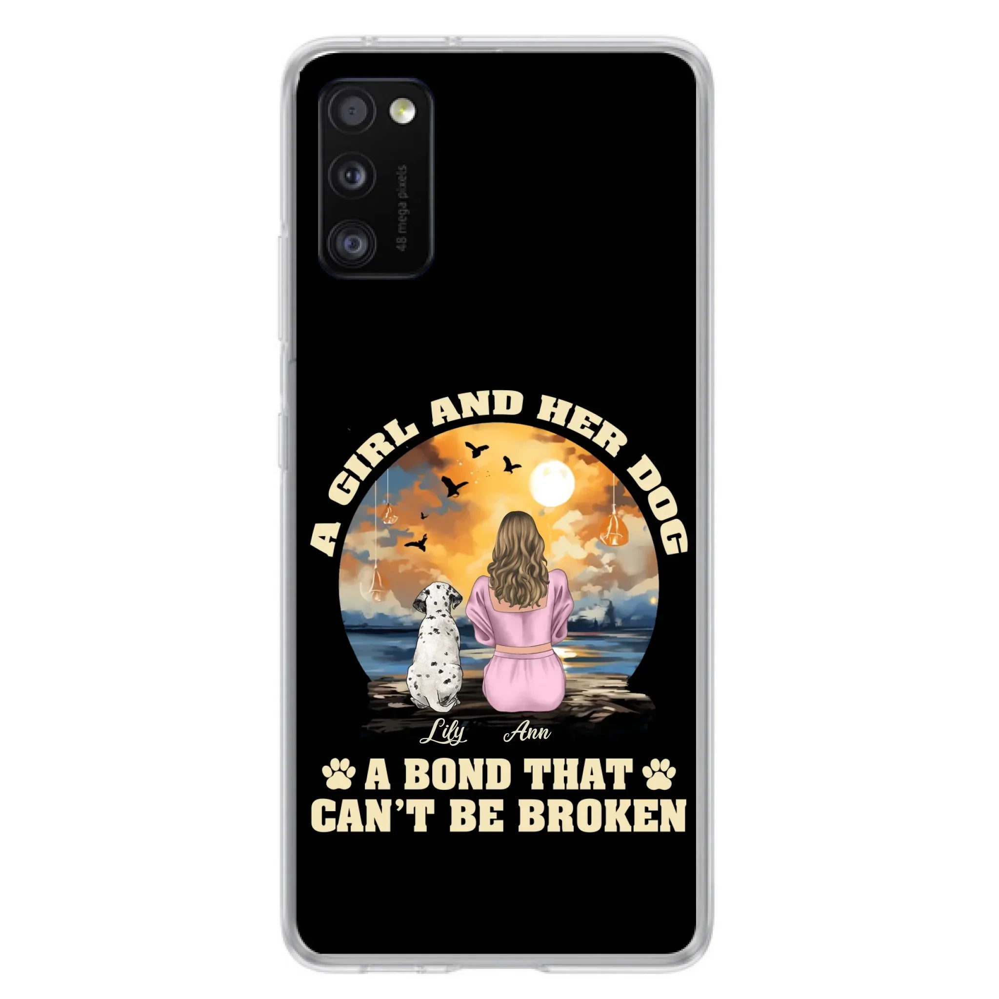 Custom Personalized Dog Mom Phone Case - Upto 4 Dogs - Gift Idea for Dog Owners - Case For iPhone/ Samsung - A Girl And Her Dog A Bond That Can't Be Broken