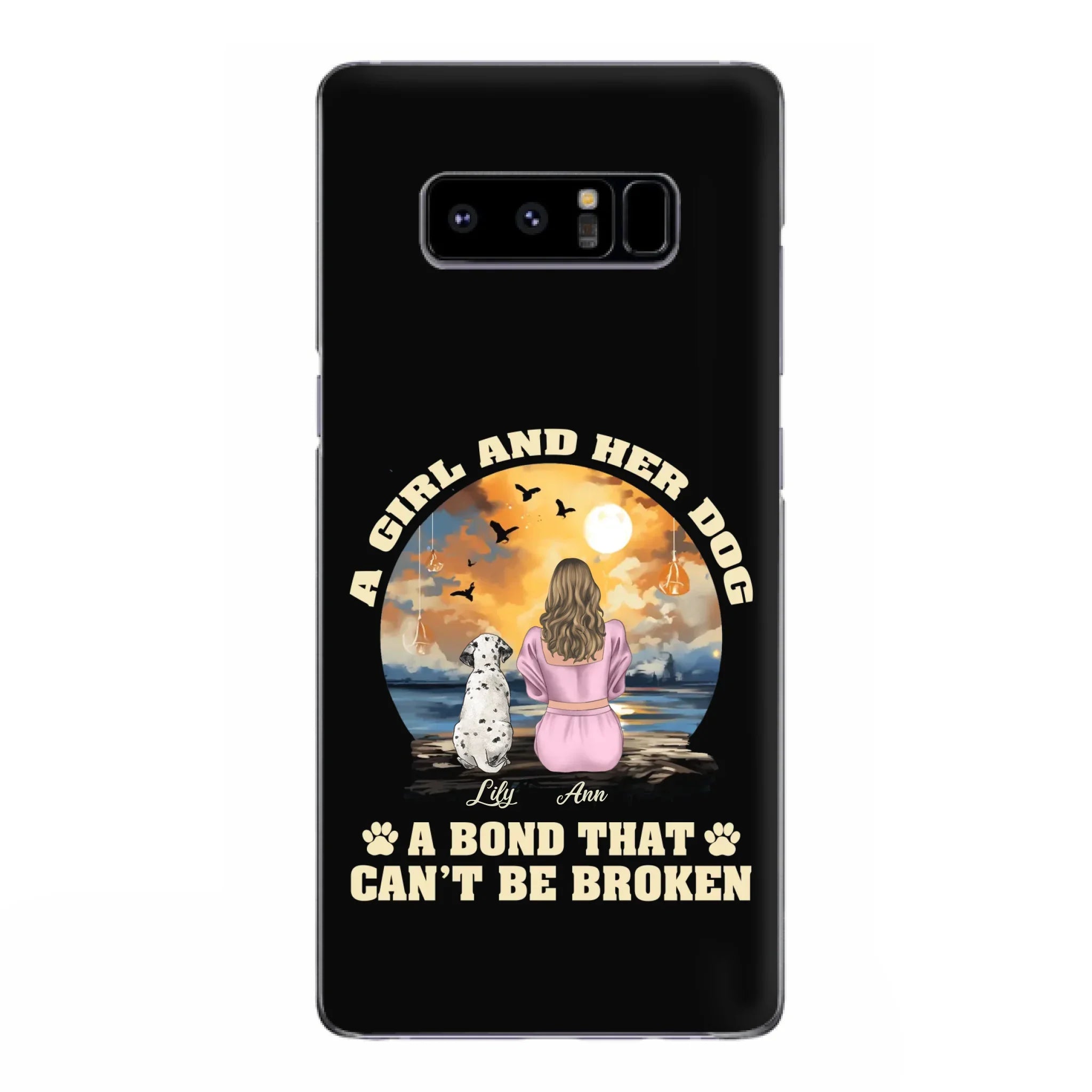 Custom Personalized Dog Mom Phone Case - Upto 4 Dogs - Gift Idea for Dog Owners - Case For iPhone/ Samsung - A Girl And Her Dog A Bond That Can't Be Broken