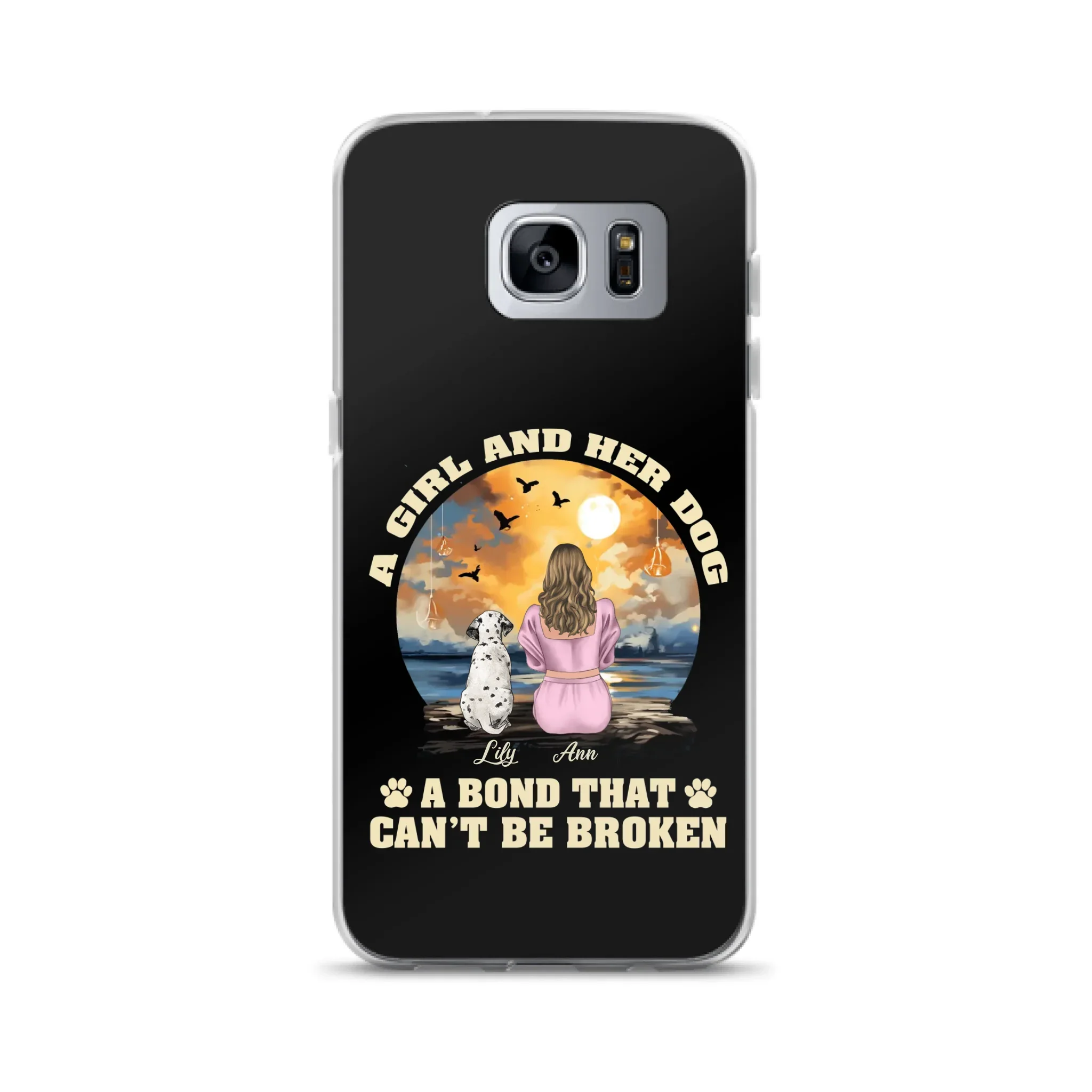 Custom Personalized Dog Mom Phone Case - Upto 4 Dogs - Gift Idea for Dog Owners - Case For iPhone/ Samsung - A Girl And Her Dog A Bond That Can't Be Broken