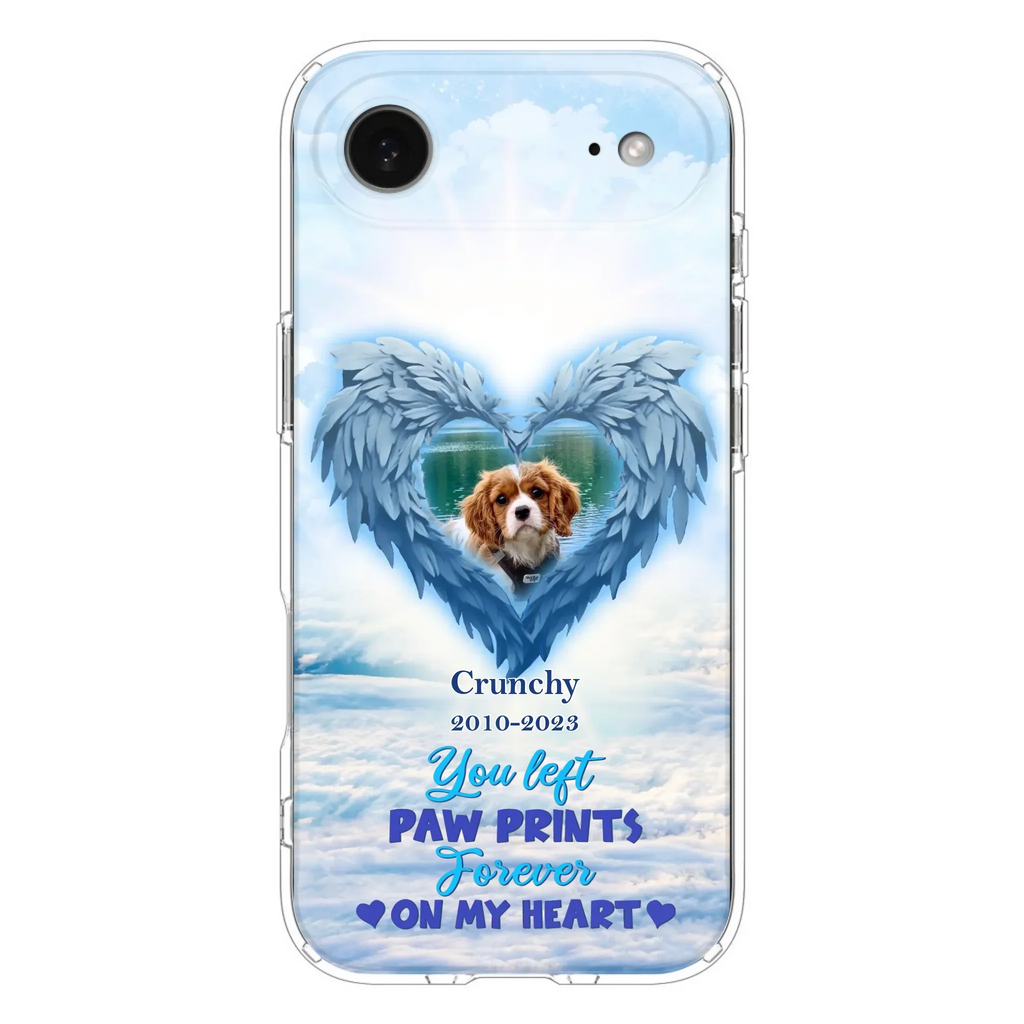 Custom Personalized Memorial Photo Phone Case - Memorial Gift Idea for Pet Owners - You Left Paw Prints Forever On My Heart - Case for iPhone/Samsung
