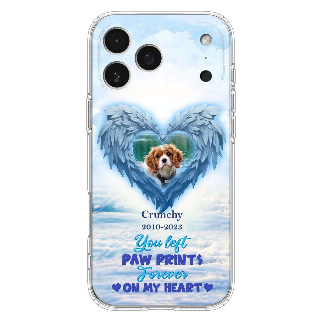 Custom Personalized Memorial Photo Phone Case - Memorial Gift Idea for Pet Owners - You Left Paw Prints Forever On My Heart - Case for iPhone/Samsung