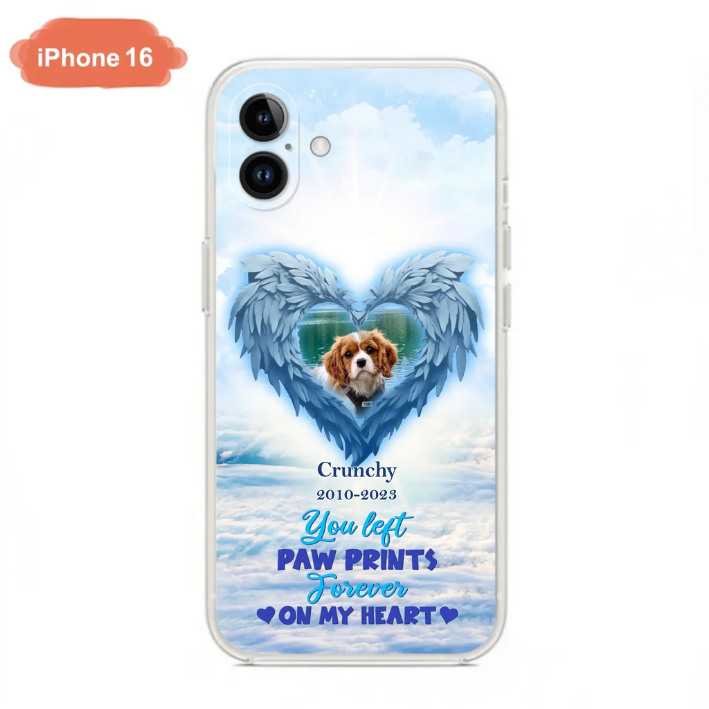 Custom Personalized Memorial Photo Phone Case - Memorial Gift Idea for Pet Owners - You Left Paw Prints Forever On My Heart - Case for iPhone/Samsung