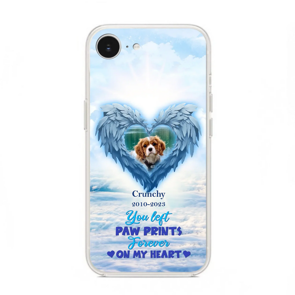 Custom Personalized Memorial Photo Phone Case - Memorial Gift Idea for Pet Owners - You Left Paw Prints Forever On My Heart - Case for iPhone/Samsung