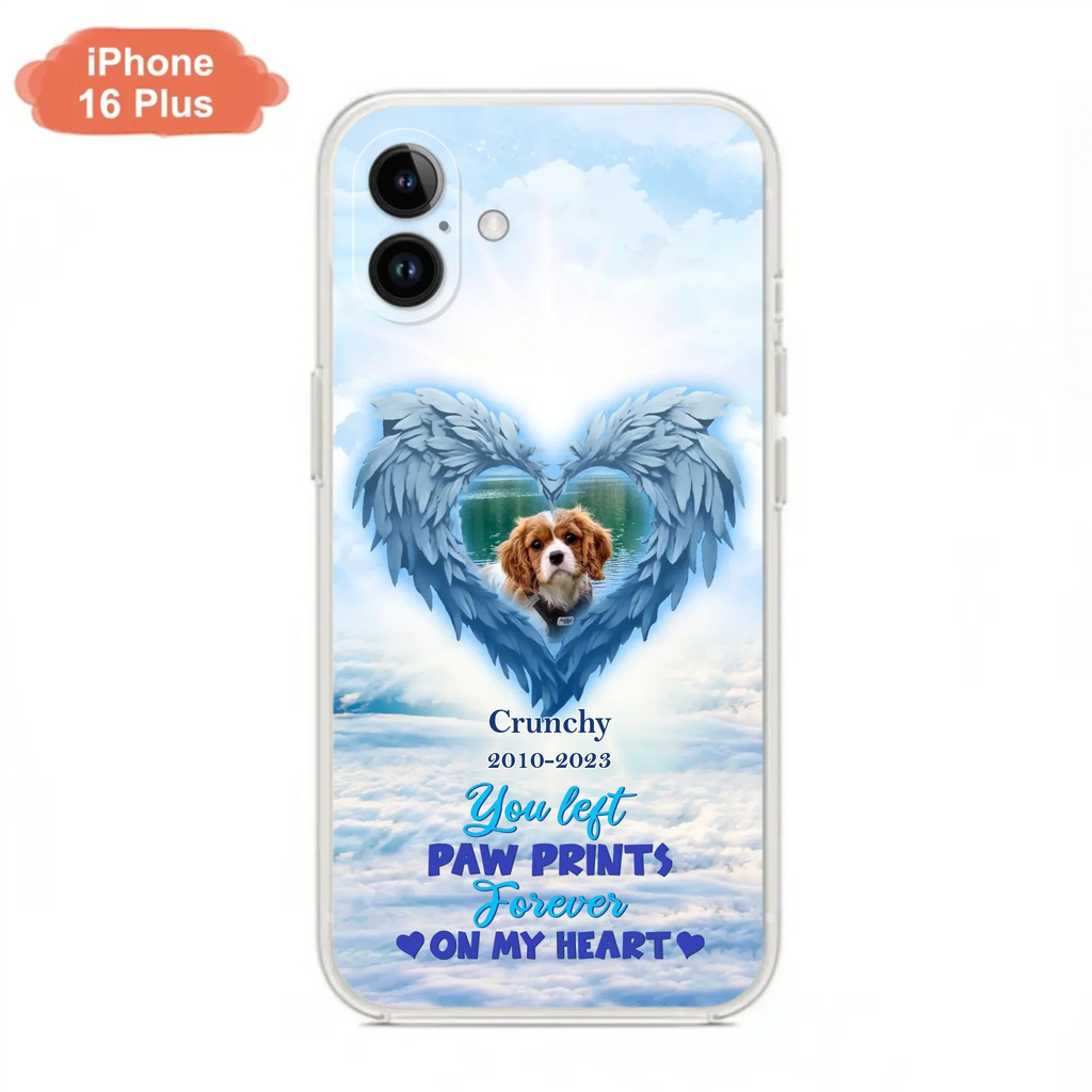Custom Personalized Memorial Photo Phone Case - Memorial Gift Idea for Pet Owners - You Left Paw Prints Forever On My Heart - Case for iPhone/Samsung