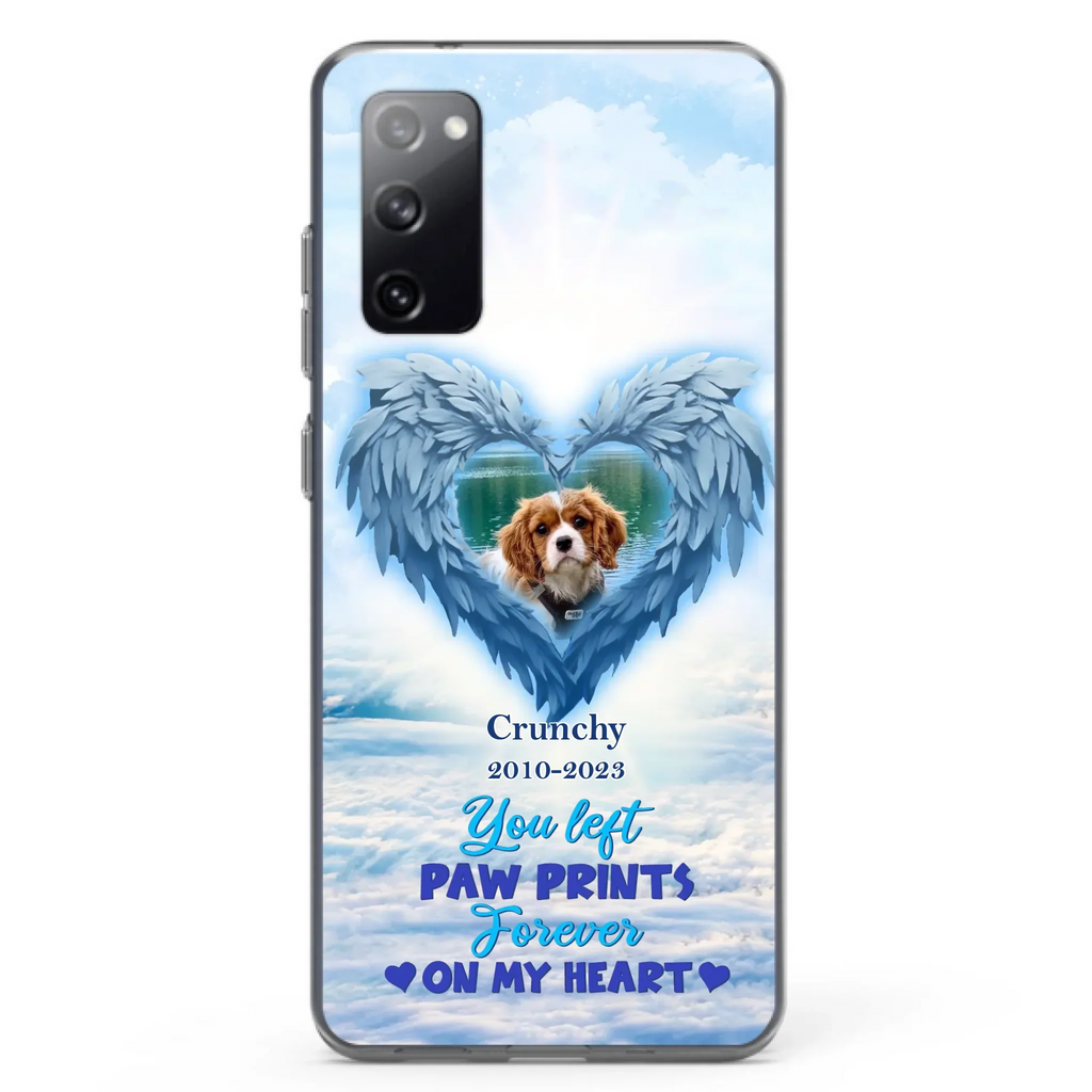 Custom Personalized Memorial Photo Phone Case - Memorial Gift Idea for Pet Owners - You Left Paw Prints Forever On My Heart - Case for iPhone/Samsung