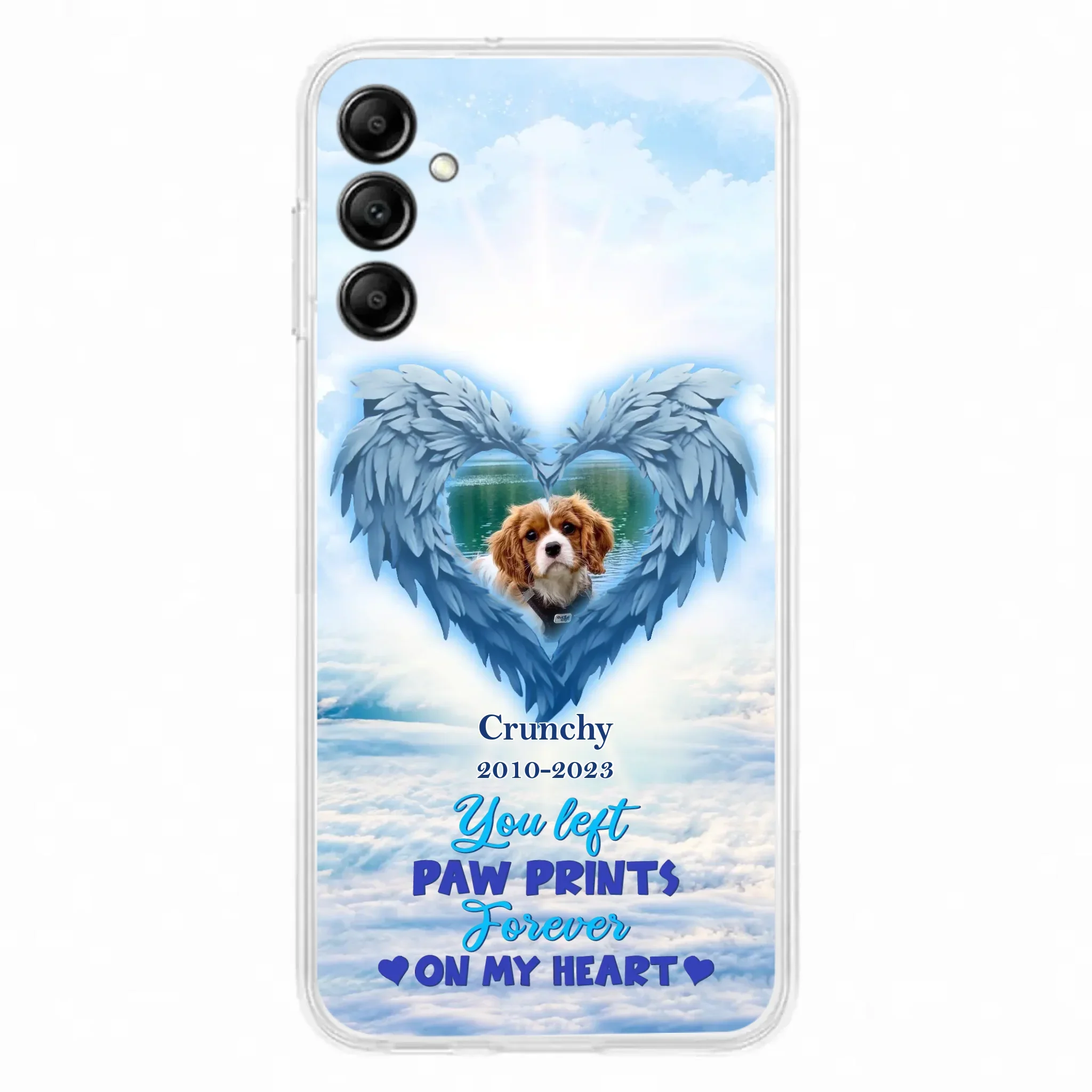 Custom Personalized Memorial Photo Phone Case - Memorial Gift Idea for Pet Owners - You Left Paw Prints Forever On My Heart - Case for iPhone/Samsung
