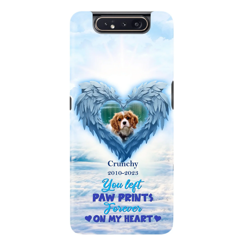 Custom Personalized Memorial Photo Phone Case - Memorial Gift Idea for Pet Owners - You Left Paw Prints Forever On My Heart - Case for iPhone/Samsung