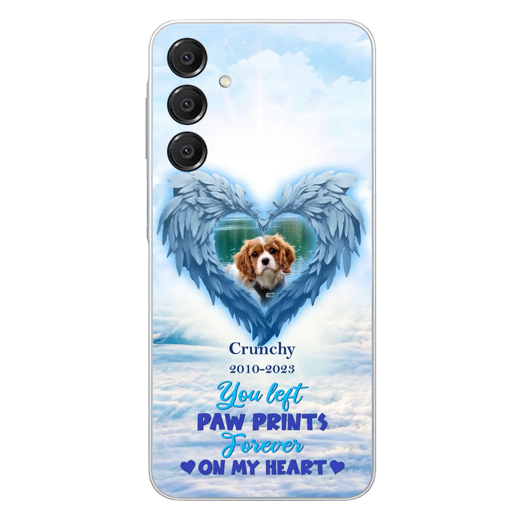 Custom Personalized Memorial Photo Phone Case - Memorial Gift Idea for Pet Owners - You Left Paw Prints Forever On My Heart - Case for iPhone/Samsung