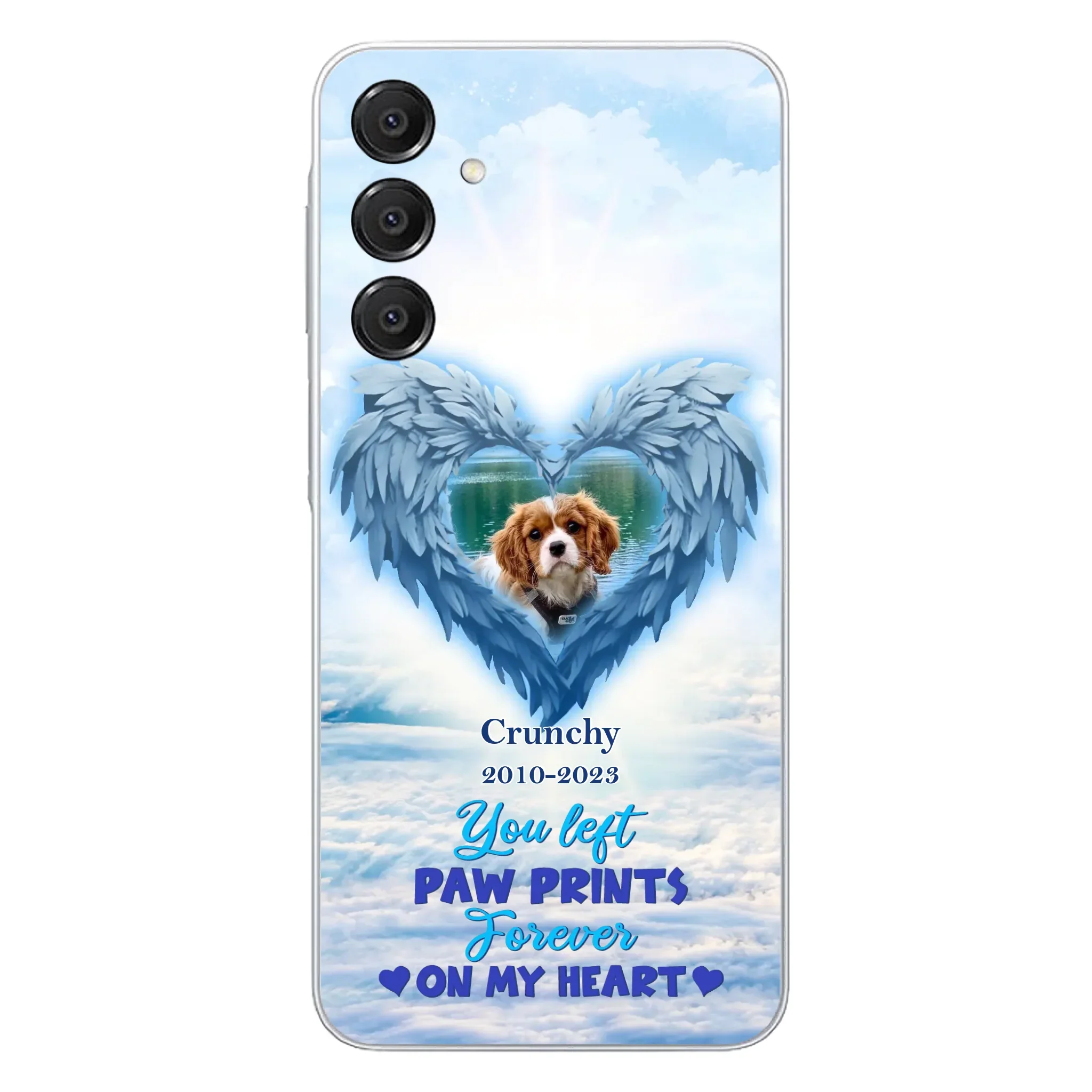 Custom Personalized Memorial Photo Phone Case - Memorial Gift Idea for Pet Owners - You Left Paw Prints Forever On My Heart - Case for iPhone/Samsung