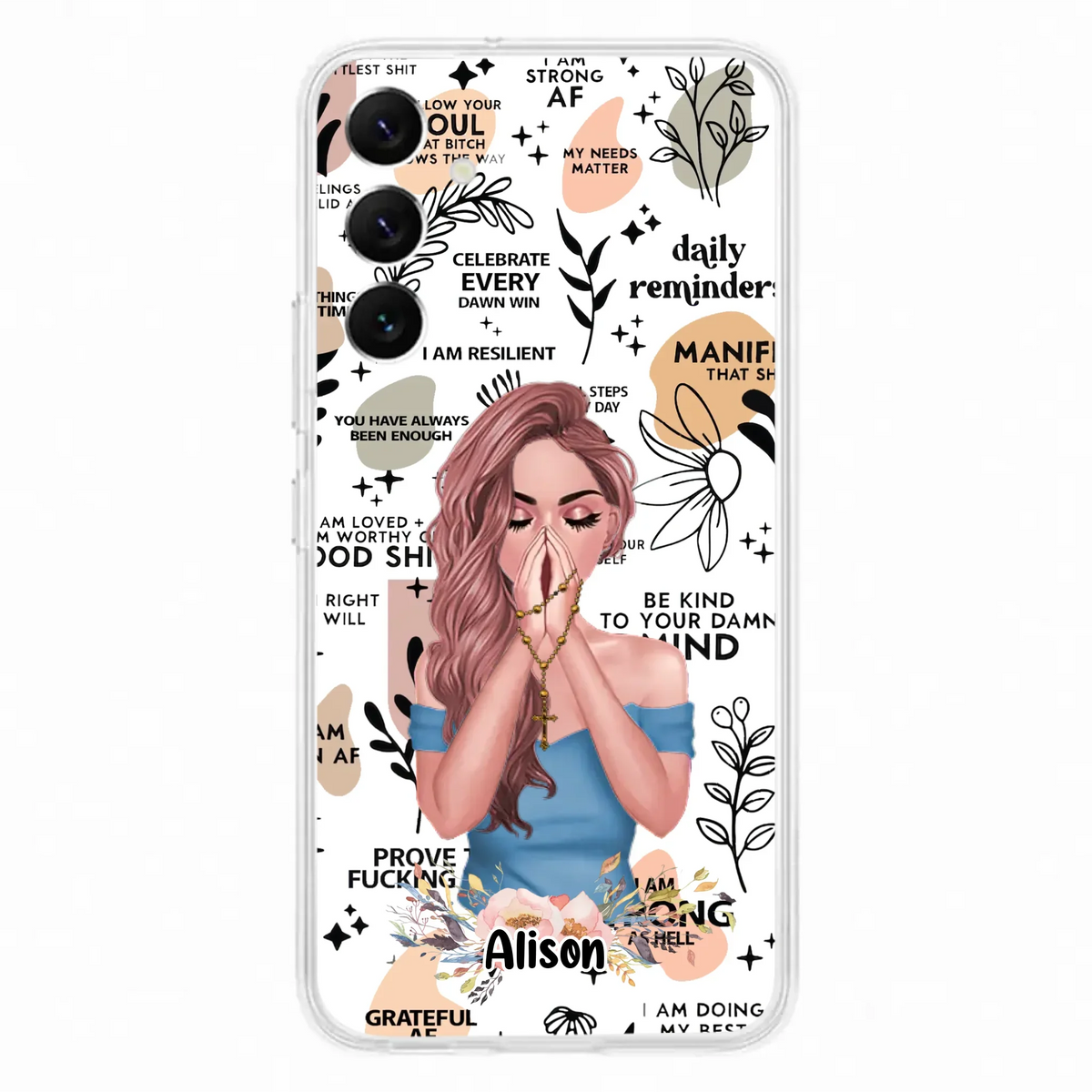 Custom Personalized Praying Girl Phone Case - Gift Idea for Girls/Friends - Case for iPhone/Samsung